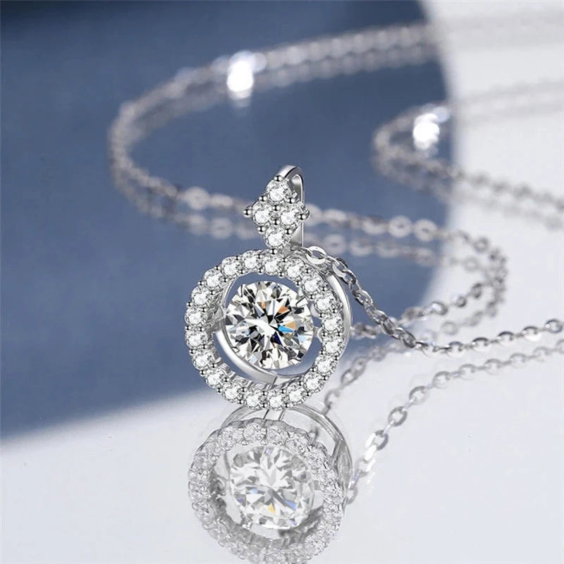 GRA Certified Moissanite Beating Heart Diamond Pendants, Necklace, Hoop Earrings Jewelry Set