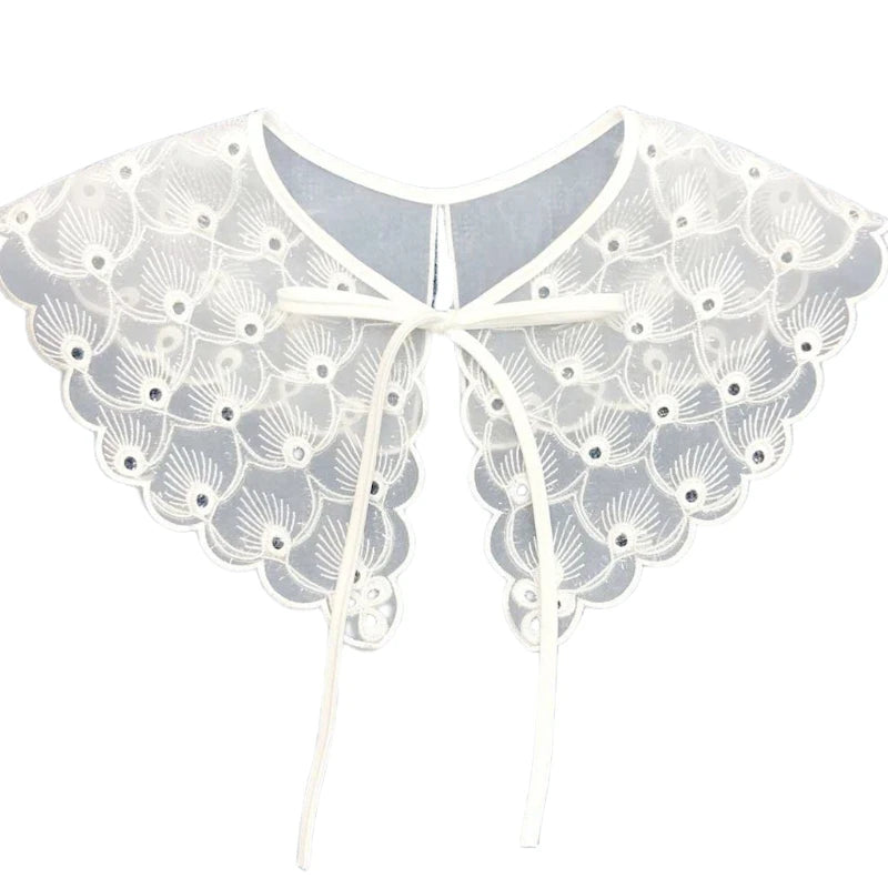 Embroidery Layered Mesh Dickey  Collar