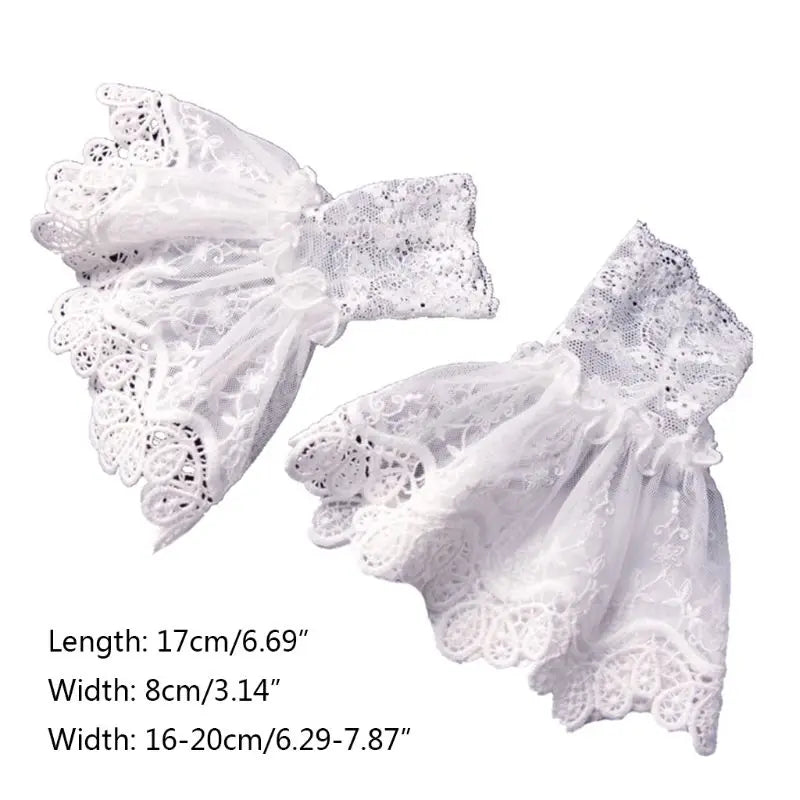 Romantic Ruffle White Crochet Lace Horn Wrist Cuffs