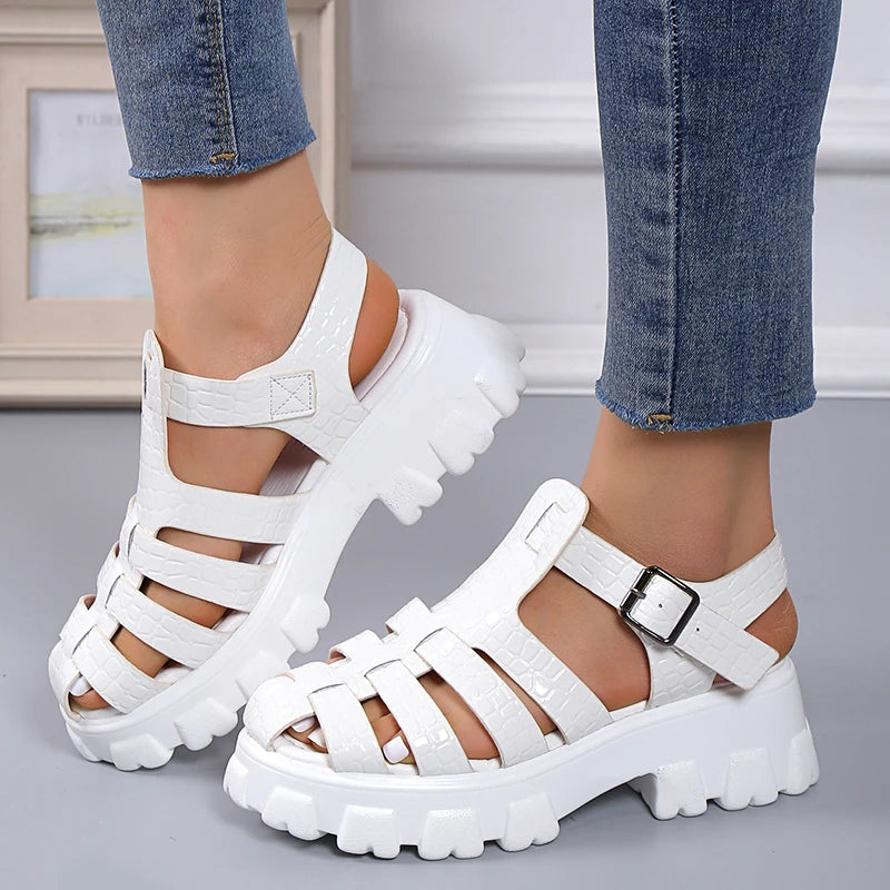 Summer Gladiator Square Buckle Strap Sandals