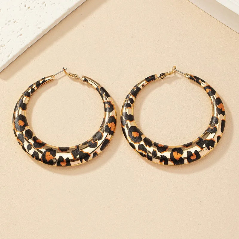 Leopard Print Vintage Party Hoops Earrings