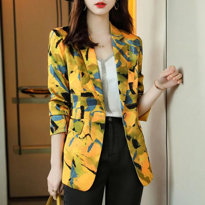 My Way Printed Blazer