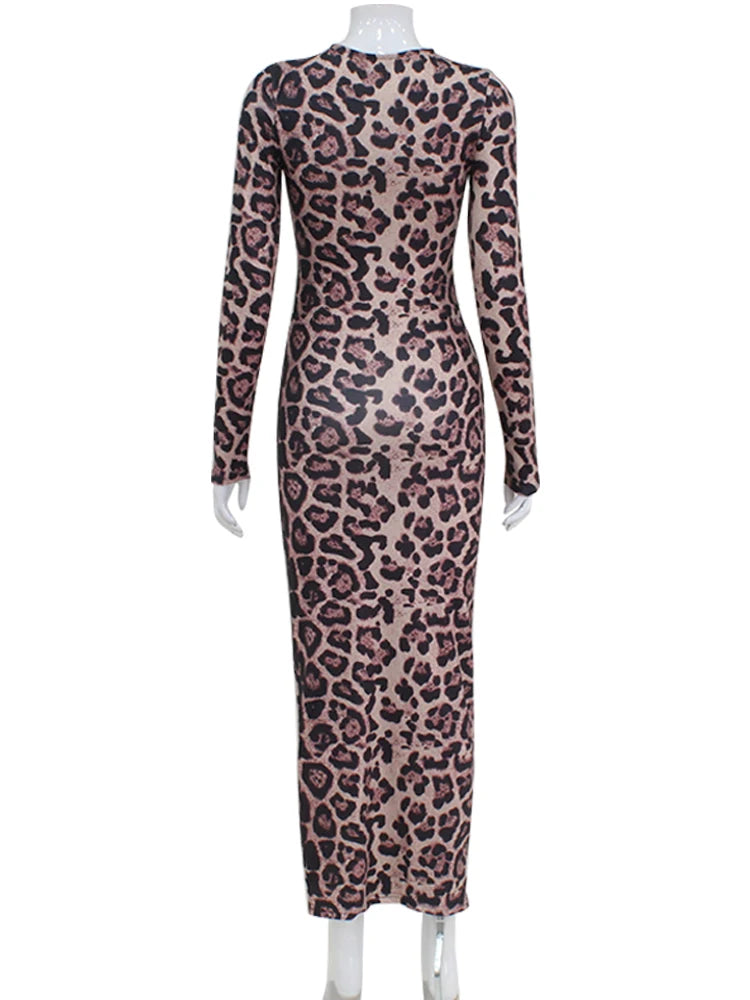 Dressed Well Leopard Print Bodycon Maxi Dress