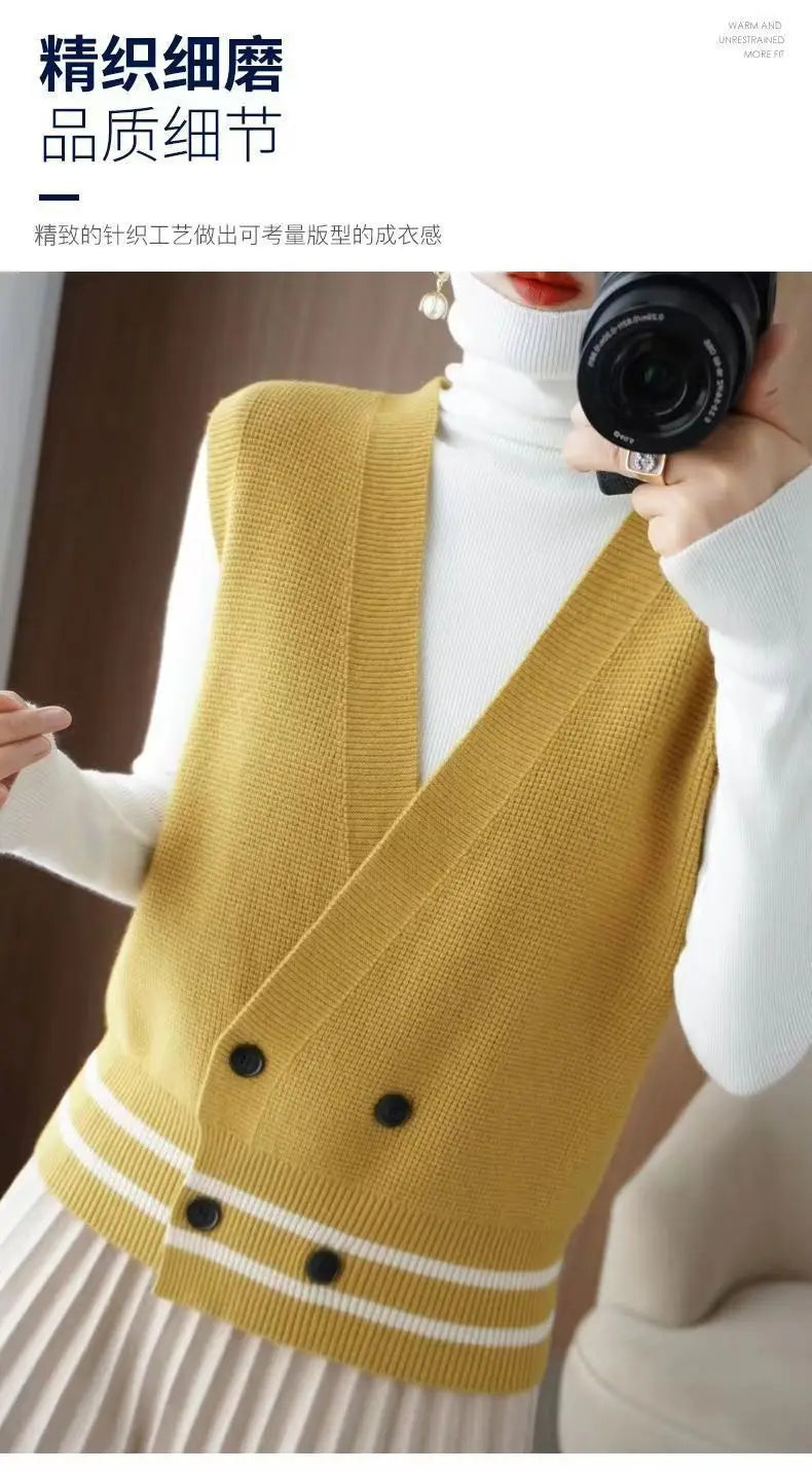 Classic Knitted Cardigan Vest  Sleeveless Sweater