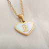 Sea Blue Mall Gold Plated Personalized Letter Heart-shaped Necklace with a White Shell  SeaBlueMall.com