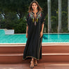 Sea Blue Mall Sun-Kissed Embroidered Beach Cover-up Robe Dress Beach Cover-up Robe Dress black Cover-up Robe Dress Embroidered SeaBlueMall.com