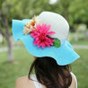 Sea Blue Mall 3D Flower Big Brim Wave Sun-proof Straw Hat  SeaBlueMall.com