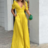 Sea Blue Mall Flawless Deep V Neck Wide Legs Dress Flawless Deep V Neck Wide Legs Dress SeaBlueMall.com