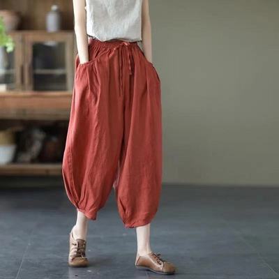 Relaxed Baggy Bloomers Elastic Waist Harem Capri Pants