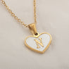 Sea Blue Mall Gold Plated Personalized Letter Heart-shaped Necklace with a White Shell  SeaBlueMall.com