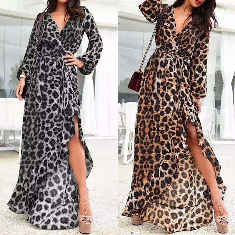 Style Upgrade Leopard Print Asymmetrical Hem Dress