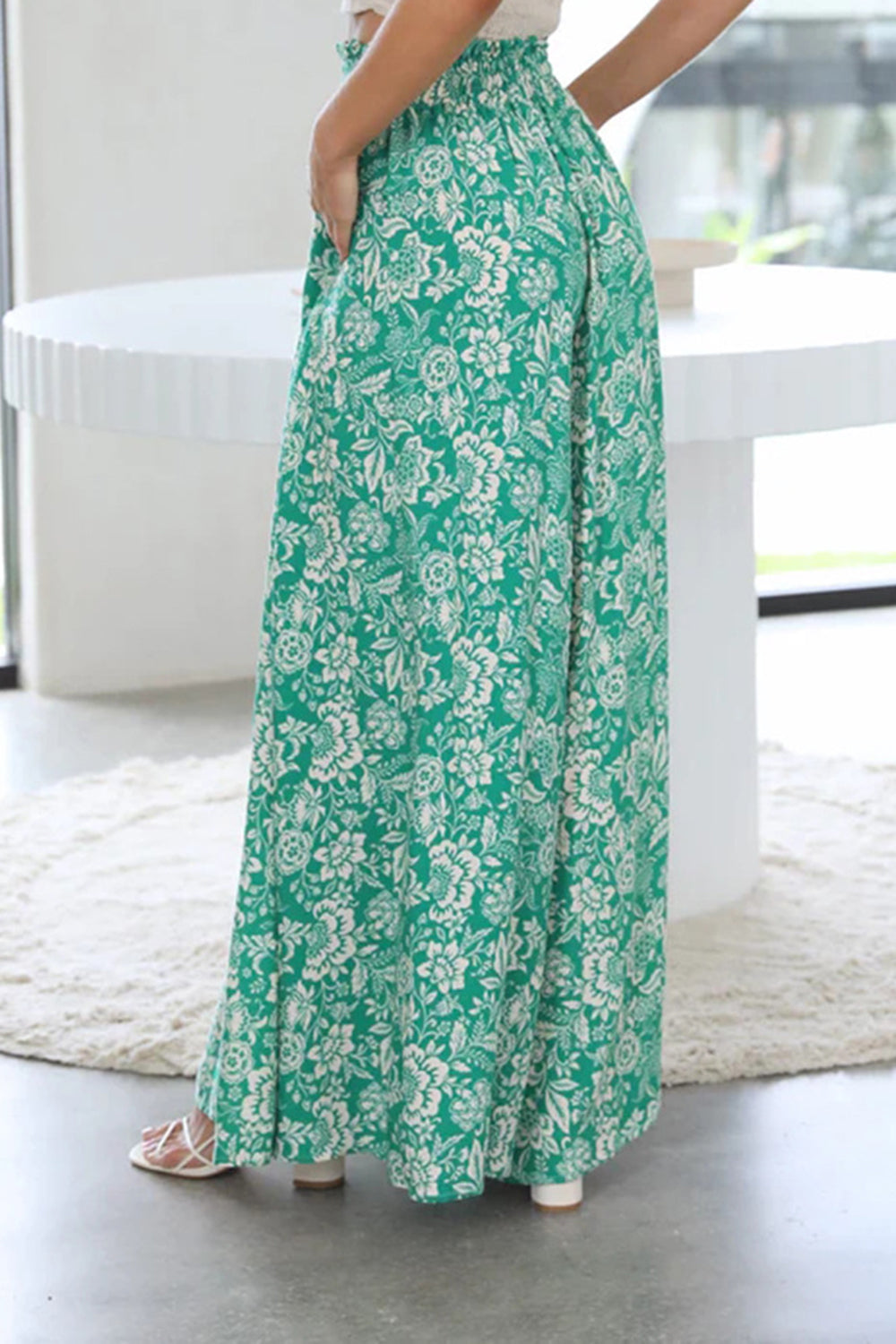 Floral Ease Tied Wide Leg Printed Pants