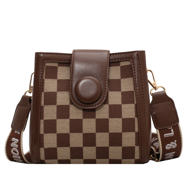 Checkerboard Leopard Print Trendy Leather Crossbody Bag