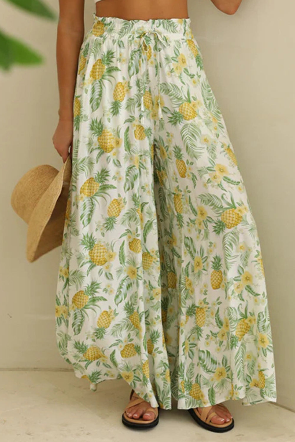 Floral Ease Tied Wide Leg Printed Pants