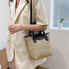 Sea Blue Mall Large Capacity Straw Tote Bag with Shoulder Strap. Handbag For Women handbags Handbags Bags Handmade Straw Woven Handbag Straw Woven Handbag SeaBlueMall.com