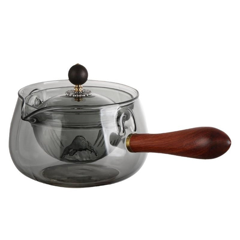 Pyrex Style Teapot with Infuser & Wooden Handle