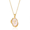 Sea Blue Mall Retro Style Gold Inlaid Pearl Design Personalized Letter Necklace.  SeaBlueMall.com