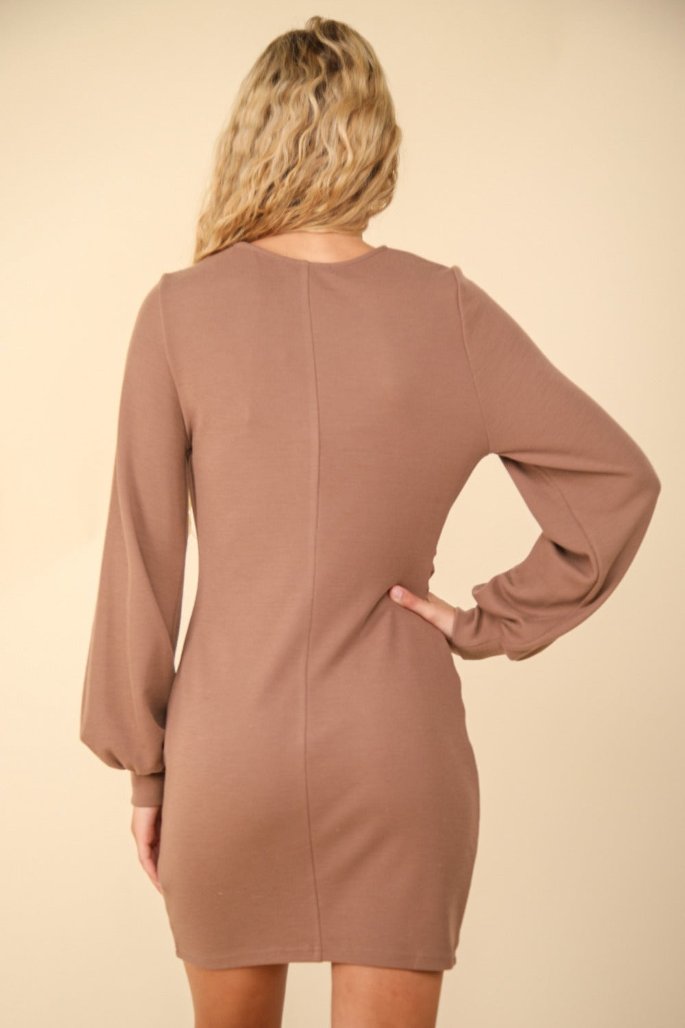 Very  Mocha  Ruched Style  Bodycon Mini Dress