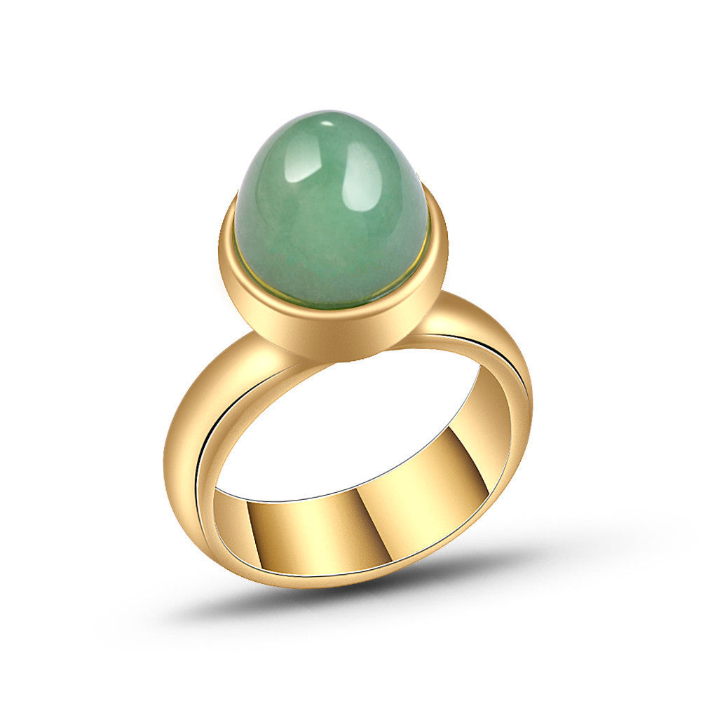 Polished Natural Crystal Gemstone Aventurine Dome Ring.