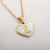 Sea Blue Mall Gold Plated Personalized Letter Heart-shaped Necklace with a White Shell  SeaBlueMall.com