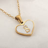 Sea Blue Mall Gold Plated Personalized Letter Heart-shaped Necklace with a White Shell  SeaBlueMall.com