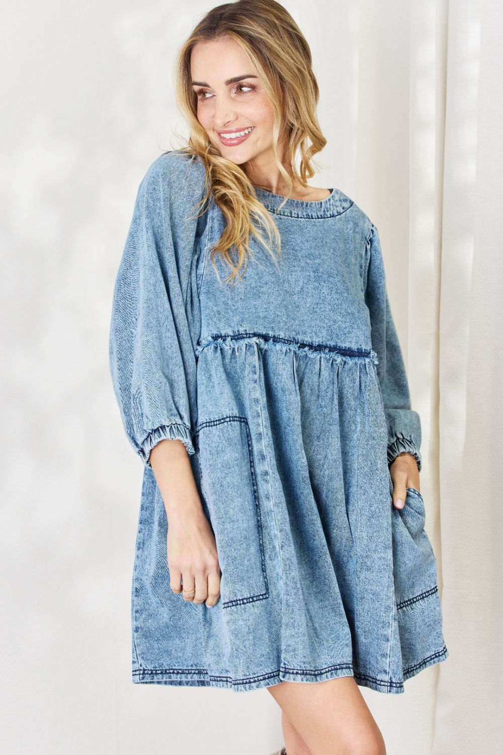 Relaxed Fit Oversized Denim Babydoll Dress