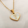 Sea Blue Mall Gold Plated Personalized Letter Heart-shaped Necklace with a White Shell  SeaBlueMall.com