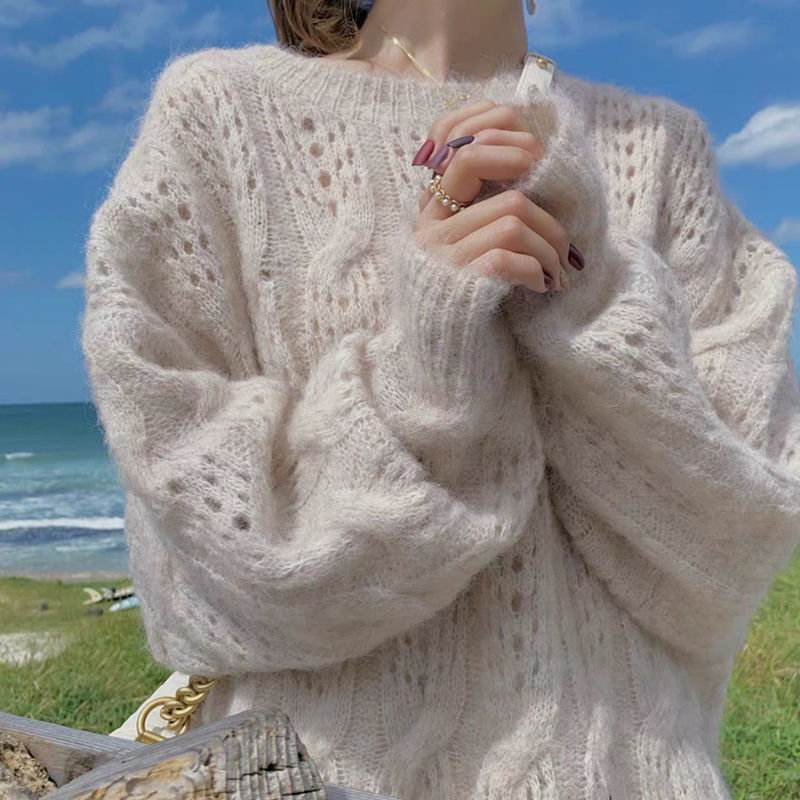 Candy Mohair Hollow Pullover Sweater