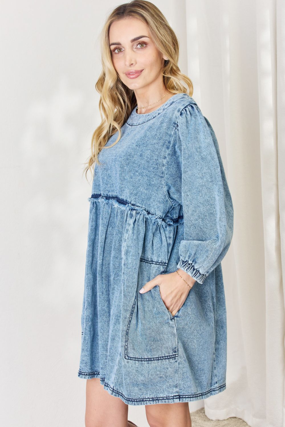 Relaxed Fit Oversized Denim Babydoll Dress