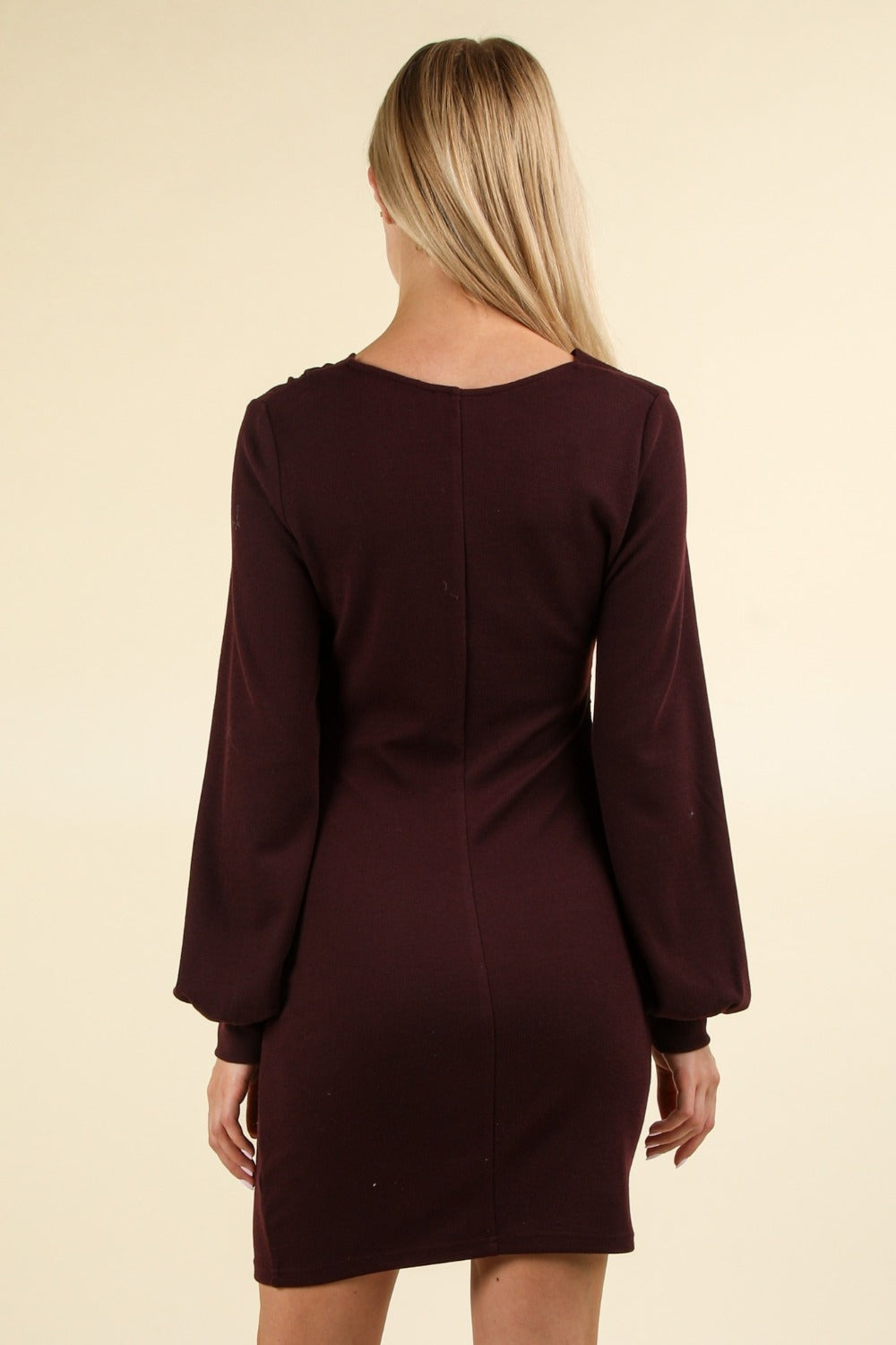 Wine Red Ruched Bodycon Mini Dress