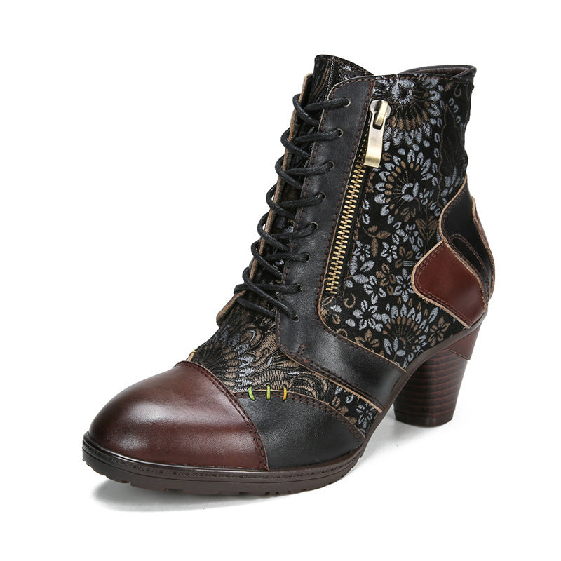 Artsy Chic Genuine Cowhide Vintage Leather Boots